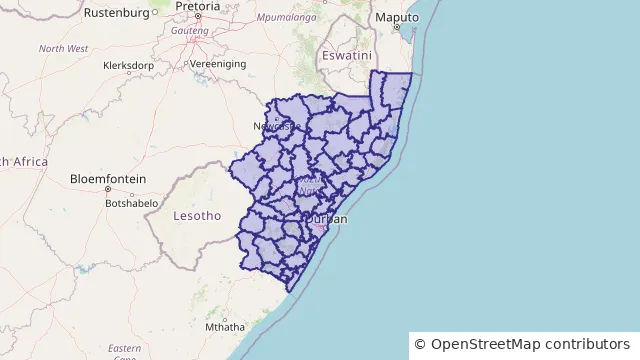 Map of KwaZulu-Natal